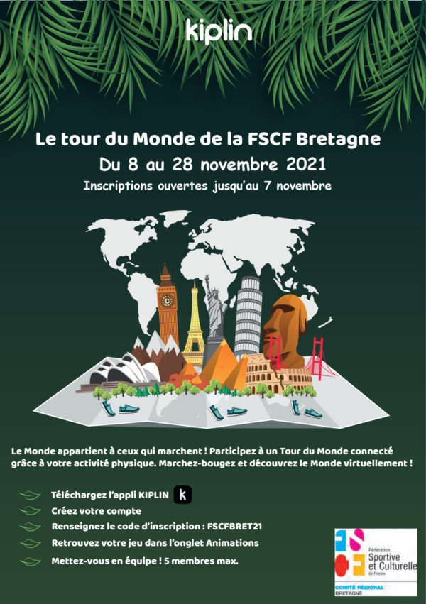 Challenge KIPLIN FSCF Bretagne: Partons ensemble faire le tour du monde!